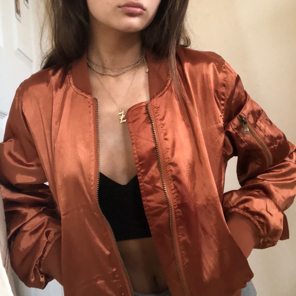 Orange Reflective Bomber Jacket - image 1
